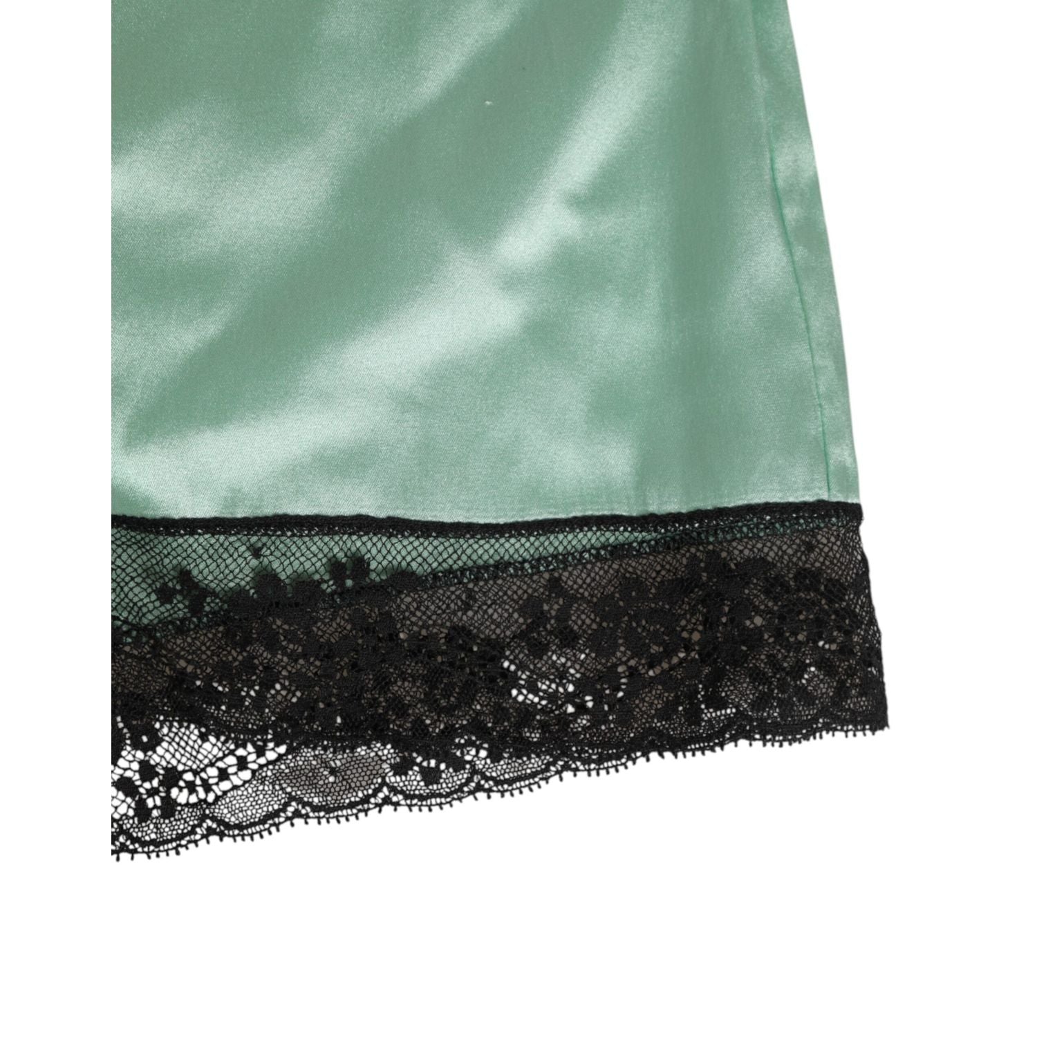 Dolce & Gabbana Water Green Satin Black Lace Trim Underwear