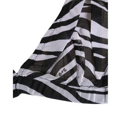 Dolce & Gabbana Black White Zebra Print Sheer Mesh Bralette Underwear