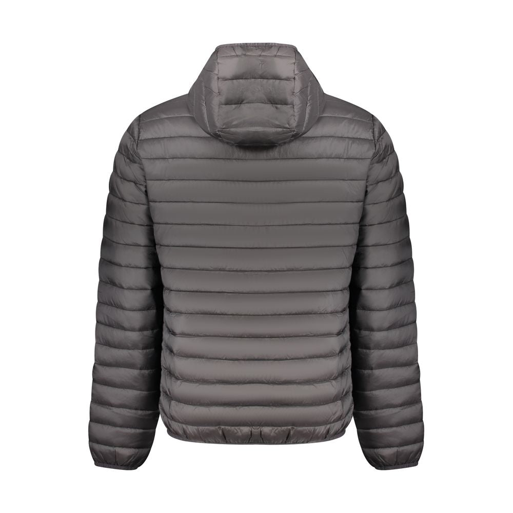 Back view of North Sails Black Polyester Men Jacket, featuring padded design and hood