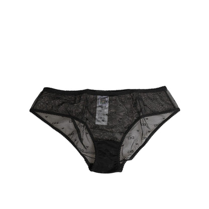 Dolce & Gabbana Black Sheer Mesh Lace Polka Dot Logo Underwear