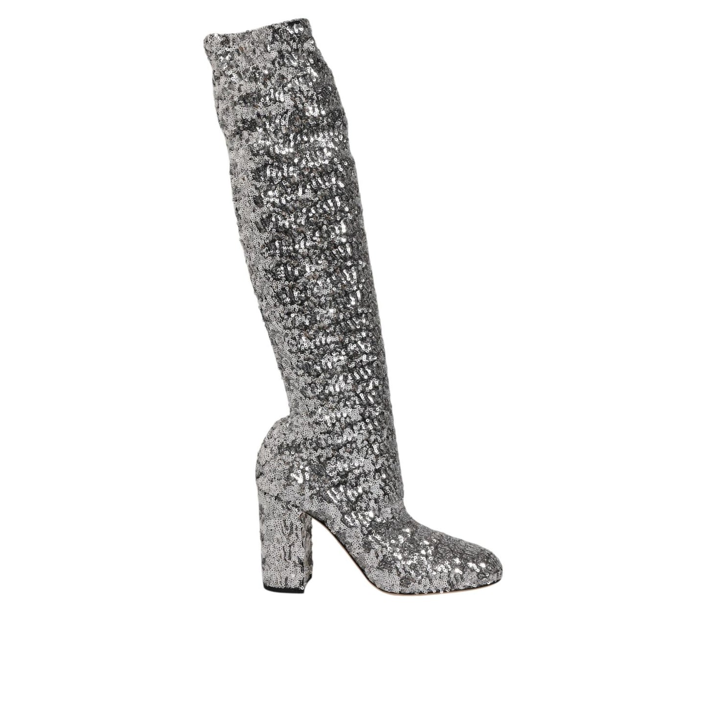 Dolce & Gabbana Shoes Silver Sequins Glitter High Heel Boot Shoes