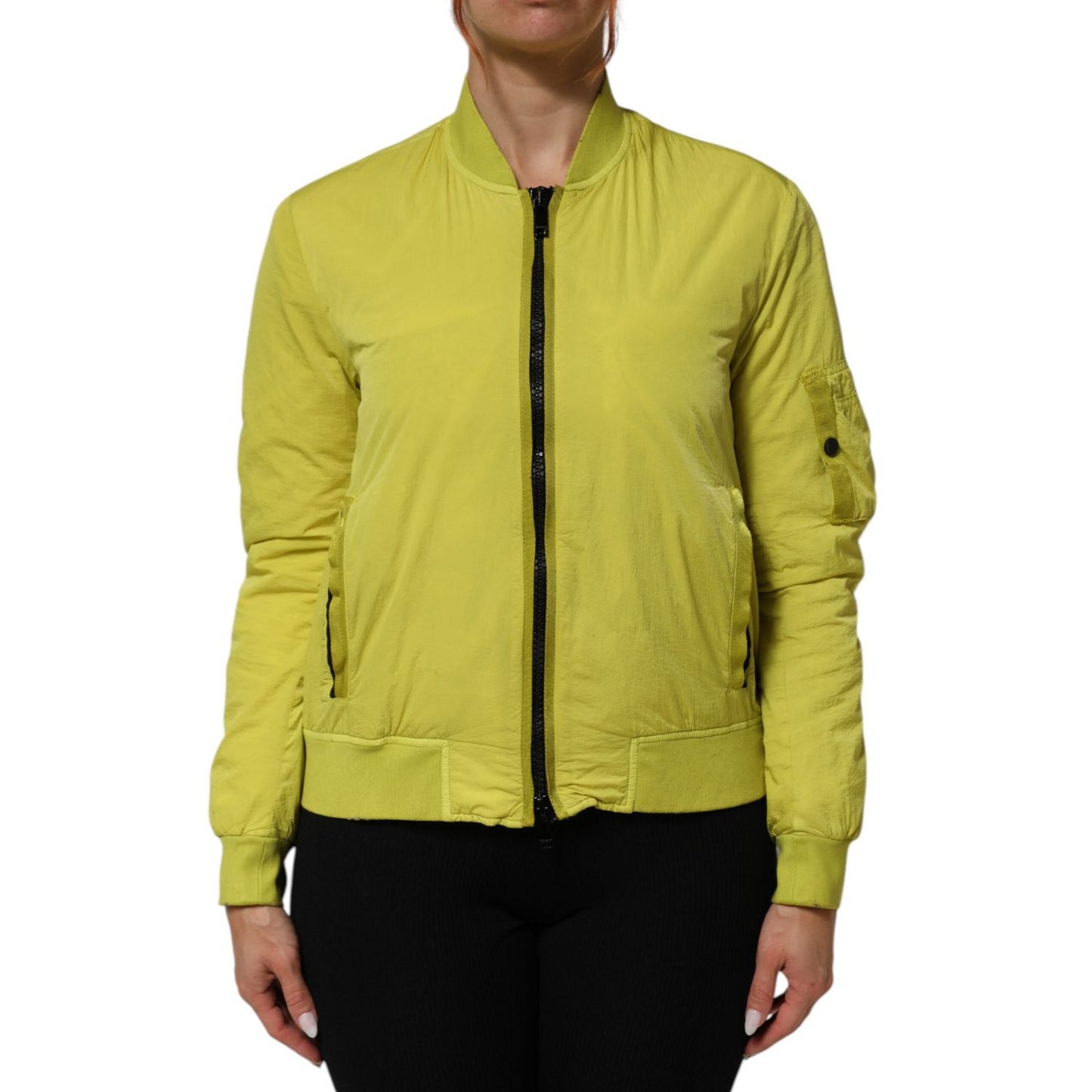 Dondup Yellow Polyamide Zipper Bomber Women’s Jacket