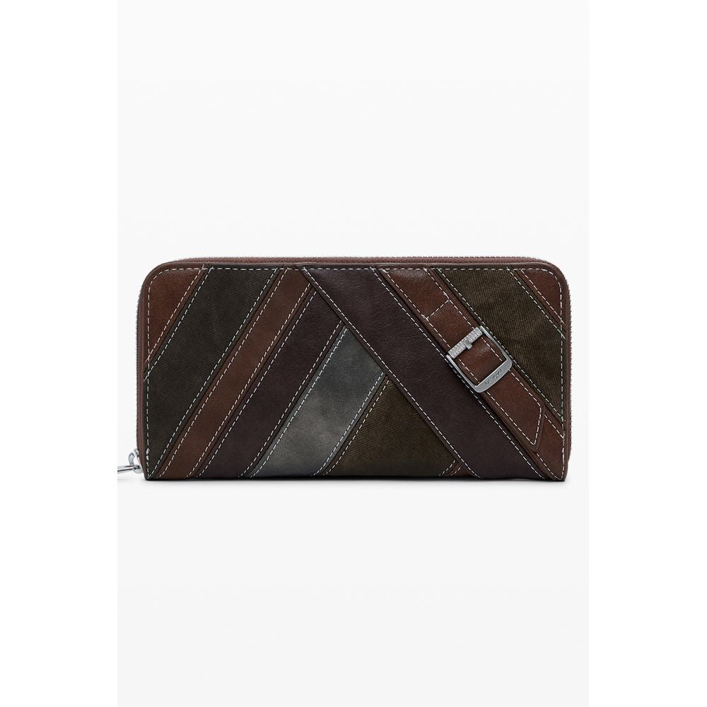 Desigual Brown Polyethylene Women Wallet with stylish design and multiple compartments for practical use.