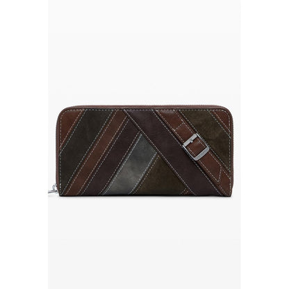 Desigual Brown Polyethylene Women Wallet with stylish design and multiple compartments for practical use.