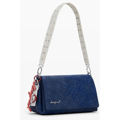 Desigual Blue Polyethylene Women Handbag with embroidery and detachable strap