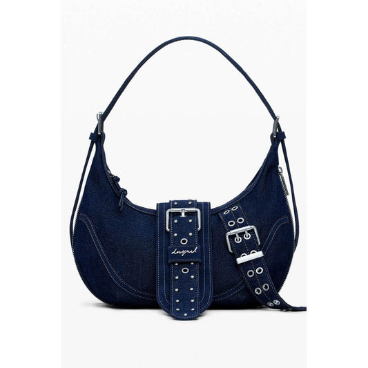 Desigual Blue Cotton Women Handbag with adjustable strap and internal pocket, showcasing elegant design and vibrant color.