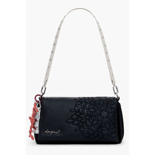 Alt Tag: Desigual Black Polyethylene Women Handbag with floral pattern and detachable shoulder strap, perfect for modern elegance and versatility.
