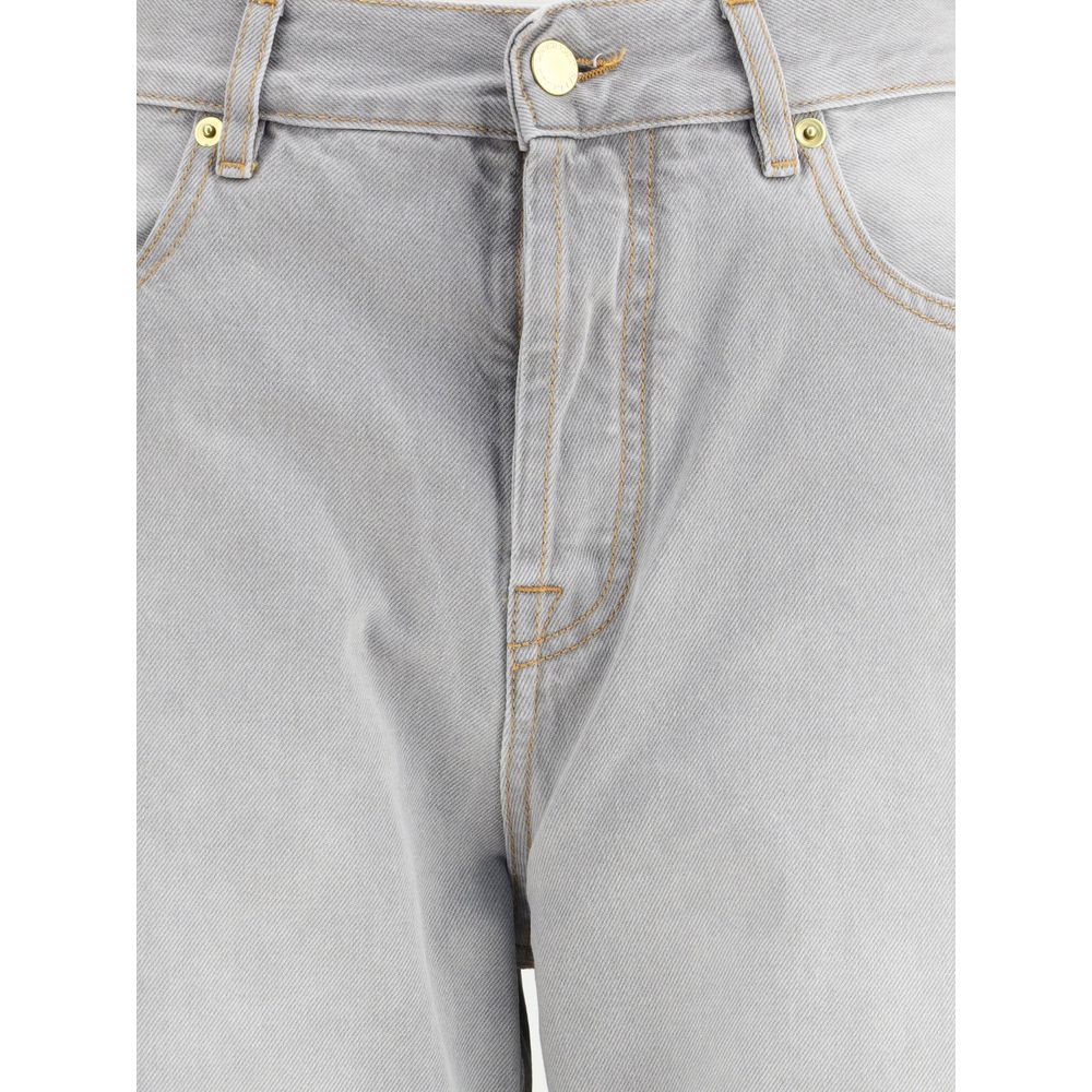 Darkpark Gray Cotton Relaxed Fit Jeans featuring straight leg and five-pocket design with zip-and-button closure.