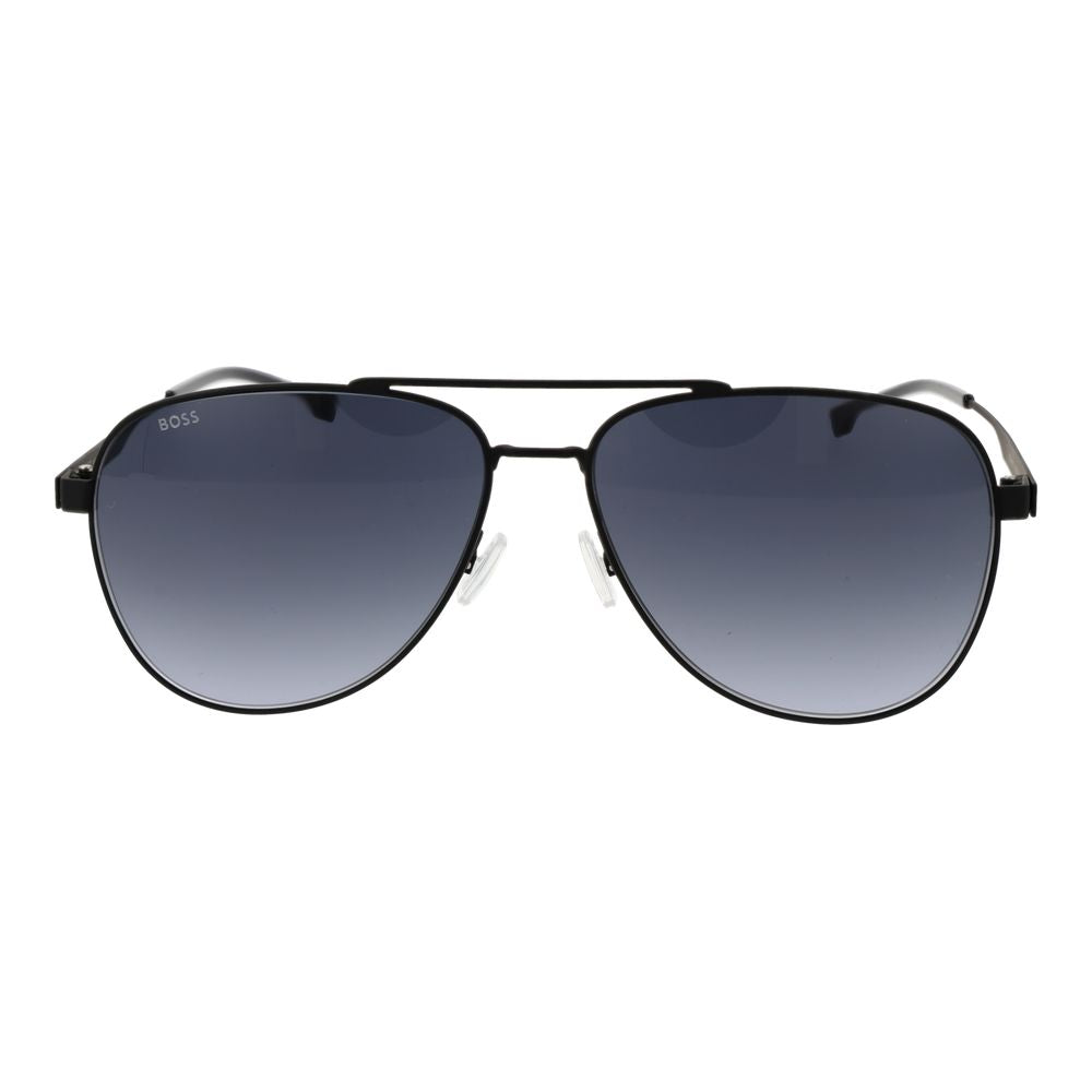 Hugo Boss Black Men Sunglass with black stainless steel frame, blue gradient lenses, full-rim style, 100% UVA & UVB protection