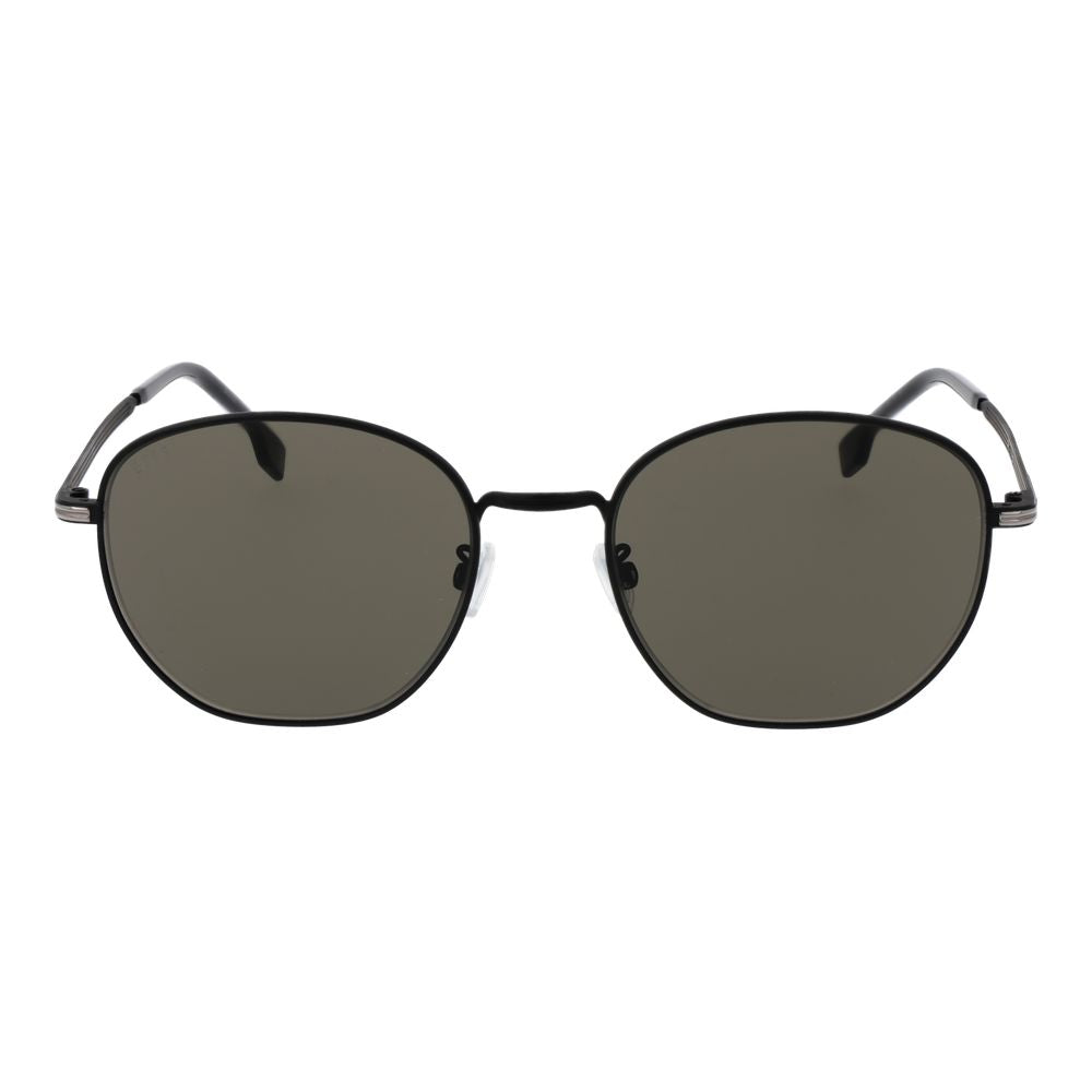 Hugo Boss Black Men Sunglass, round metal frame, grey plastic lenses, 100% UVA & UVB protection, size 56-19-145.