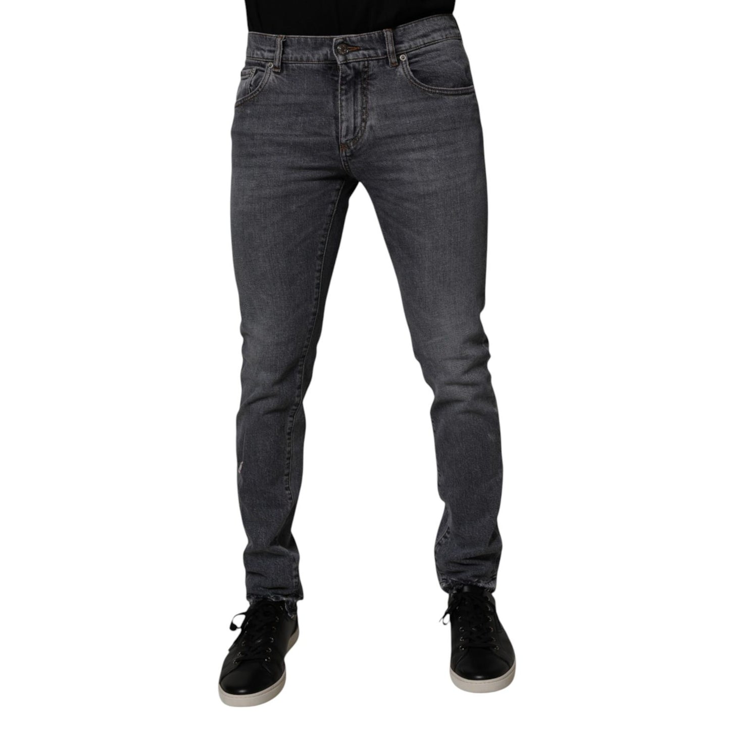 Dolce & Gabbana Dark Gray Cotton Stretch Skinny Denim Jeans