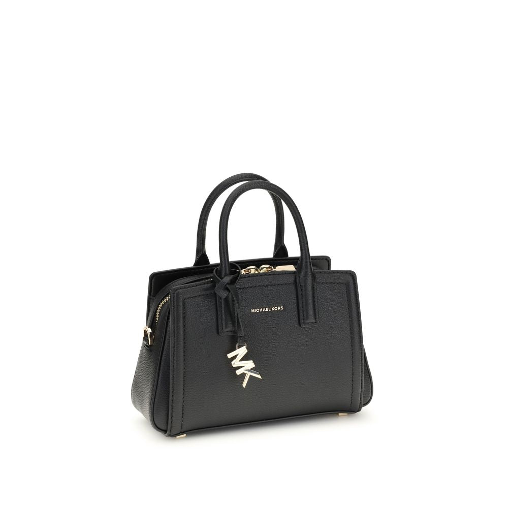 Michael Kors Black Calf Leather Bos Taurus Shoulder Bag with gold-tone details and adjustable strap for AW25.