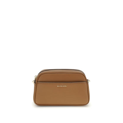 Michael Kors Brown Calf Leather Bos Taurus Shoulder Bag with gold-tone details and adjustable strap.