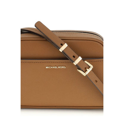 Michael Kors Brown Calf Leather Bos Taurus Shoulder Bag with removable strap and gold-tone details.