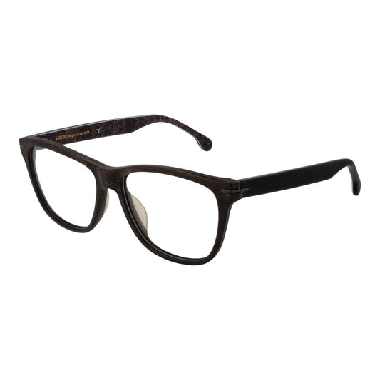 Lozza Brown Men Glasses Frame, full-rim rectangle style made from cellulose acetate with demo plastic lenses, size 54-16-145.