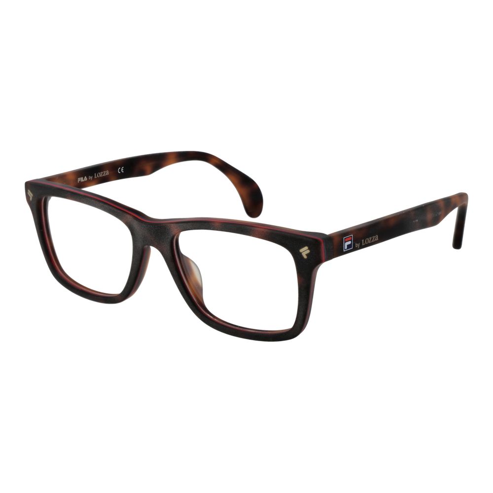 Lozza Brown Men Glasses Frame in cellulose acetate, full-rim, square style, 54-18-145 size, demo lenses, no spring hinge.