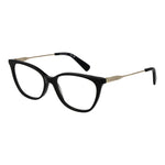 Longchamp Black Women Glasses Frame, cat eye style, full-rim metal frame, demo plastic lenses, spring hinge; size 53-16-140.