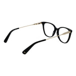 Longchamp Black Women Glasses Frame with metal full-rim cat eye style and demo lenses, featuring spring hinge and branded case included.
