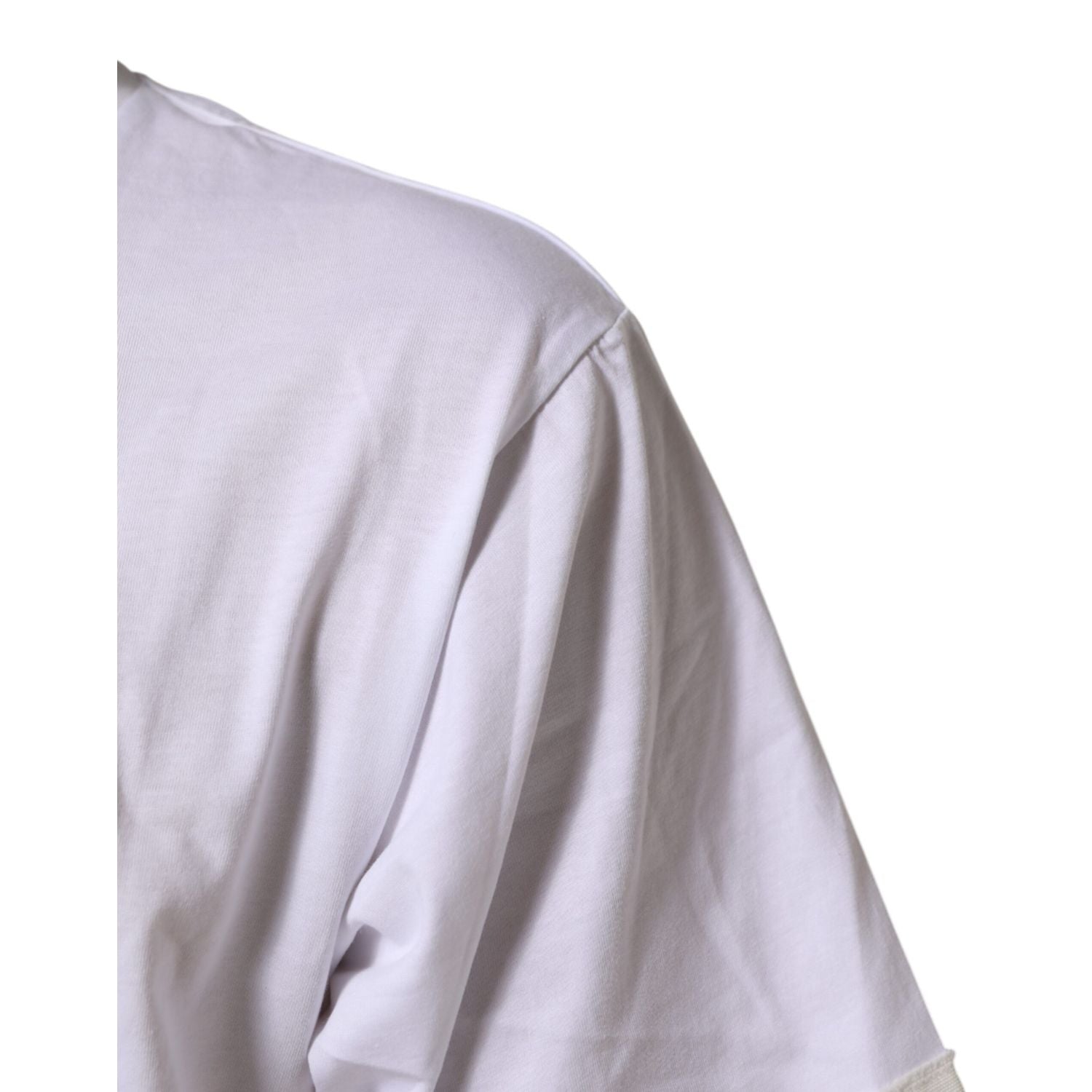 Dolce & Gabbana White Graphic Print Cotton Crew Neck T-shirt