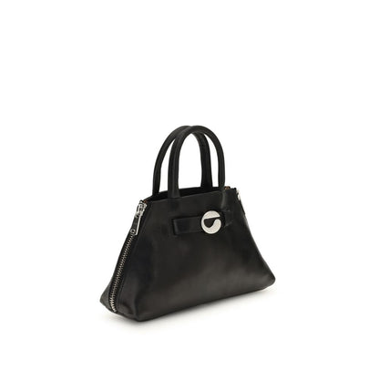 Coperni Black Calf Leather Bos Taurus Shoulder Bag showcasing sleek design and crinkled finish with detachable strap.
