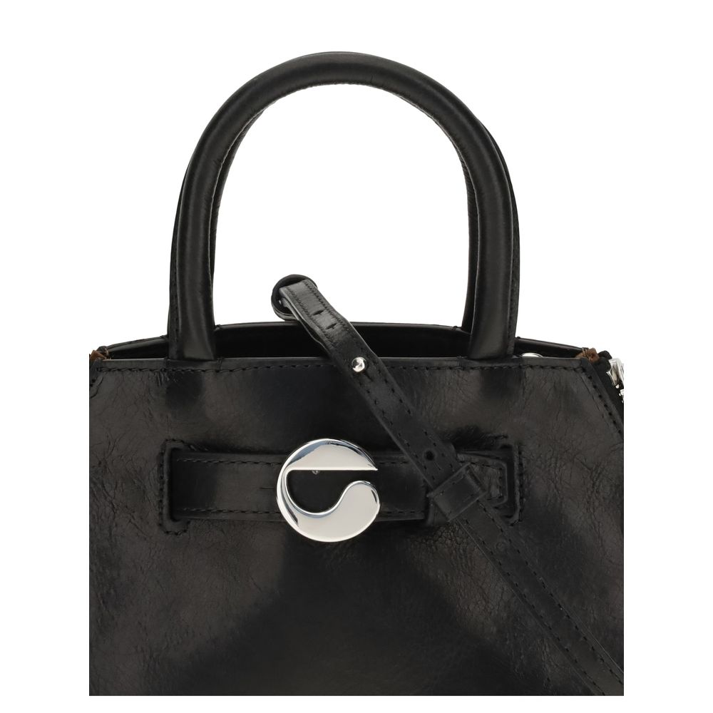 Coperni Black Calf Leather Bos Taurus Shoulder Bag mini data bag with crinkled finish and detachable strap.