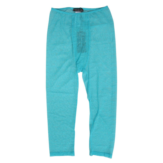 Dolce & Gabbana Light Blue Logo Lace Tight Midi Trouser  Underwear