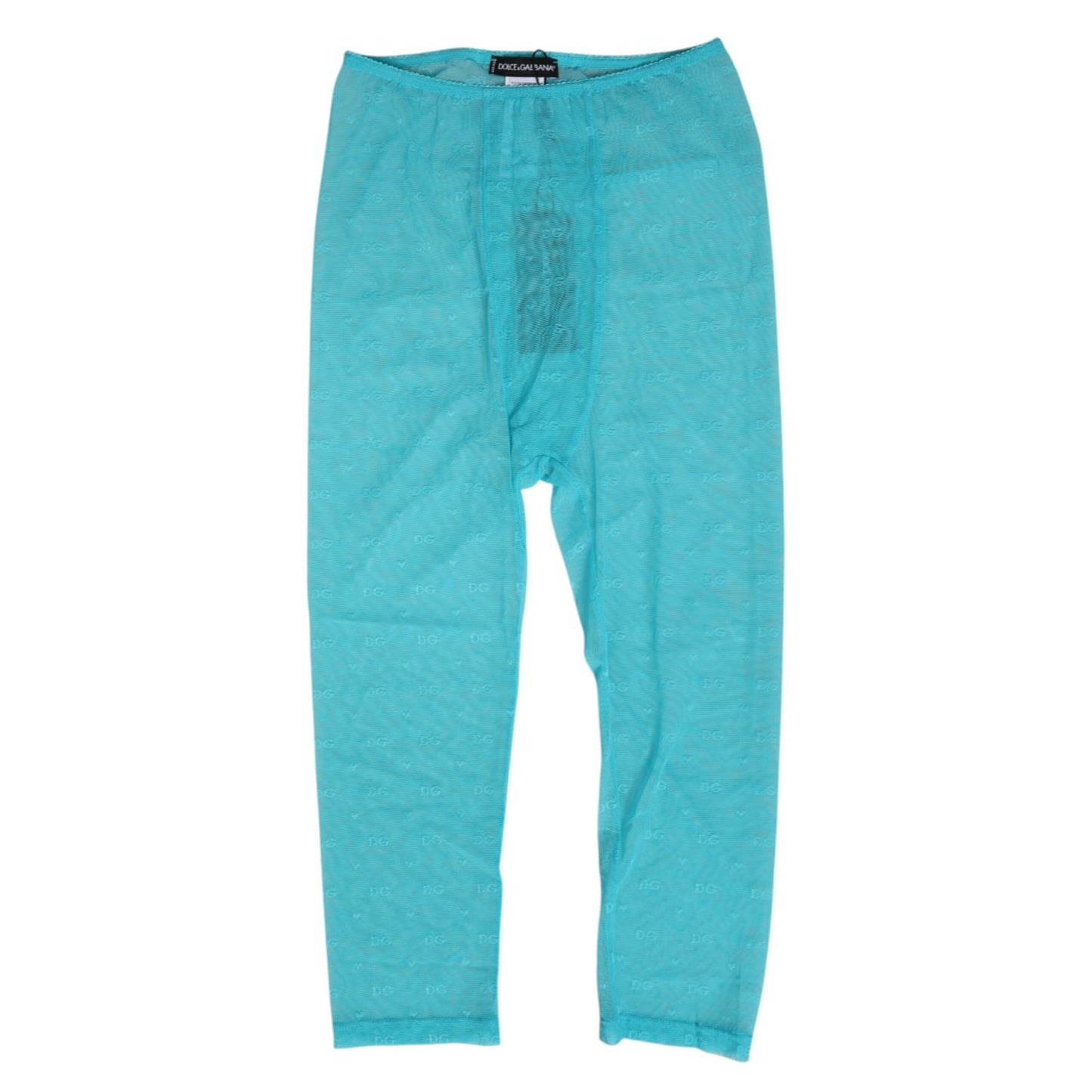 Dolce & Gabbana Light Blue Logo Lace Tight Midi Trouser  Underwear