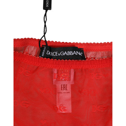 Dolce & Gabbana Red Nylon Sheer Mesh Lace Brief Panty Underwear