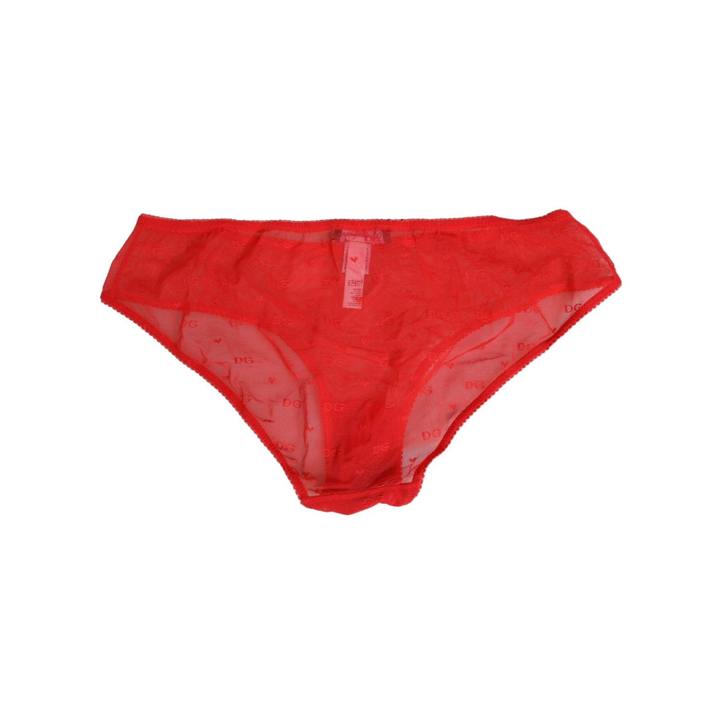 Dolce & Gabbana Red Nylon Sheer Mesh Lace Brief Panty Underwear