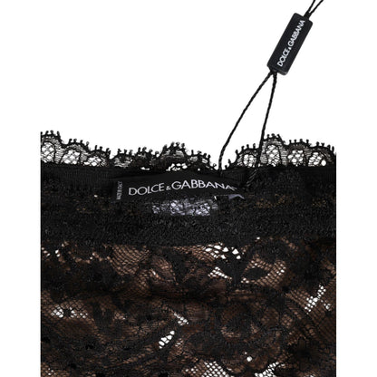 Dolce & Gabbana Black Floral Lace Mesh High Brief Panty  Underwear