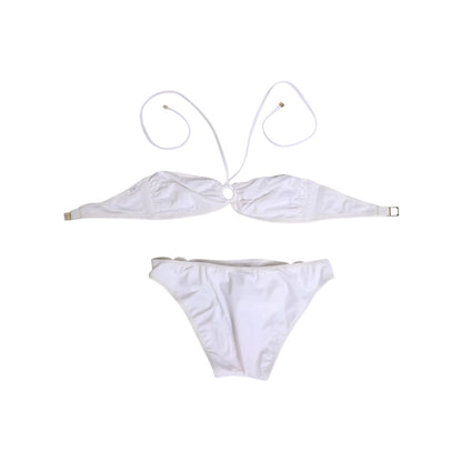 Dolce & Gabbana White Logo Swimsuit 2 Piece Top Bottom Swimwear