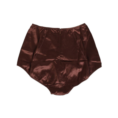 Dolce & Gabbana Brown Silk Stretch High Waist Girdle Underwear