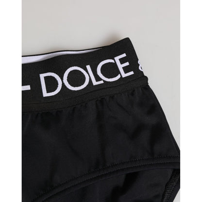 Dolce & Gabbana Black Nylon Logo Waistband Shorts Underwear