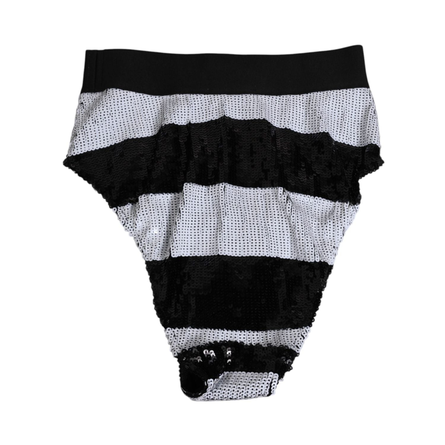 Dolce & Gabbana Black White Sequin High Waist Panty Underwear