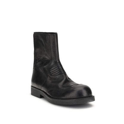 MM6 Black Leather Ankle Boots