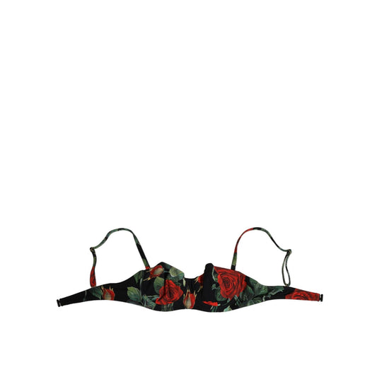 Dolce & Gabbana Black Floral Nylon Padded Balconnet Bra Underwear