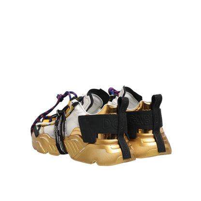 Dolce & Gabbana Multicolor Daymaster Low Top Sneakers Shoes with gold accents and chunky silhouette, rear view