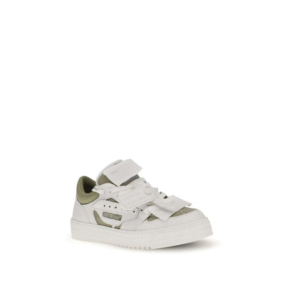 Off-White White Leather Low Top Sneakers with side logo label and perforated detailing