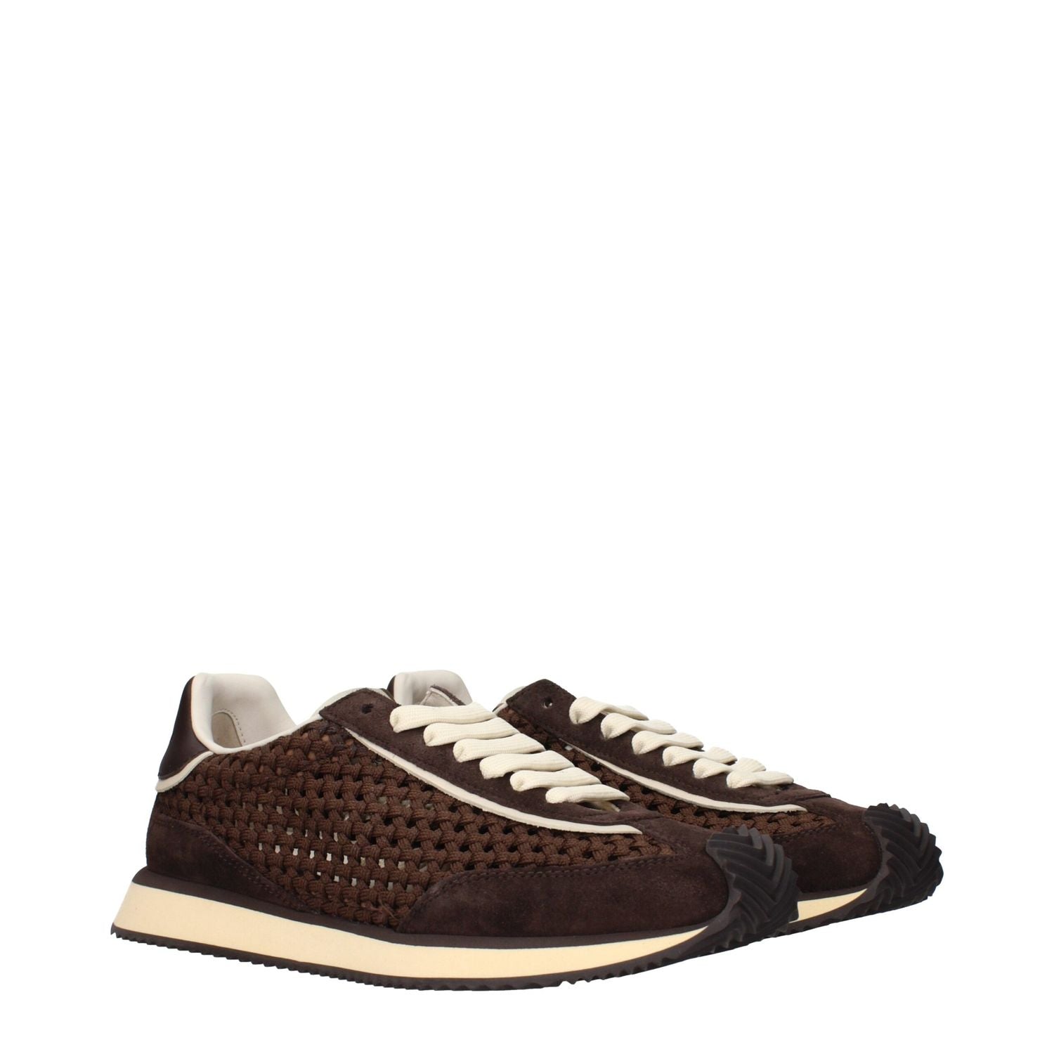 Dolce & Gabbana Brown Fabric Low Top Sneakers