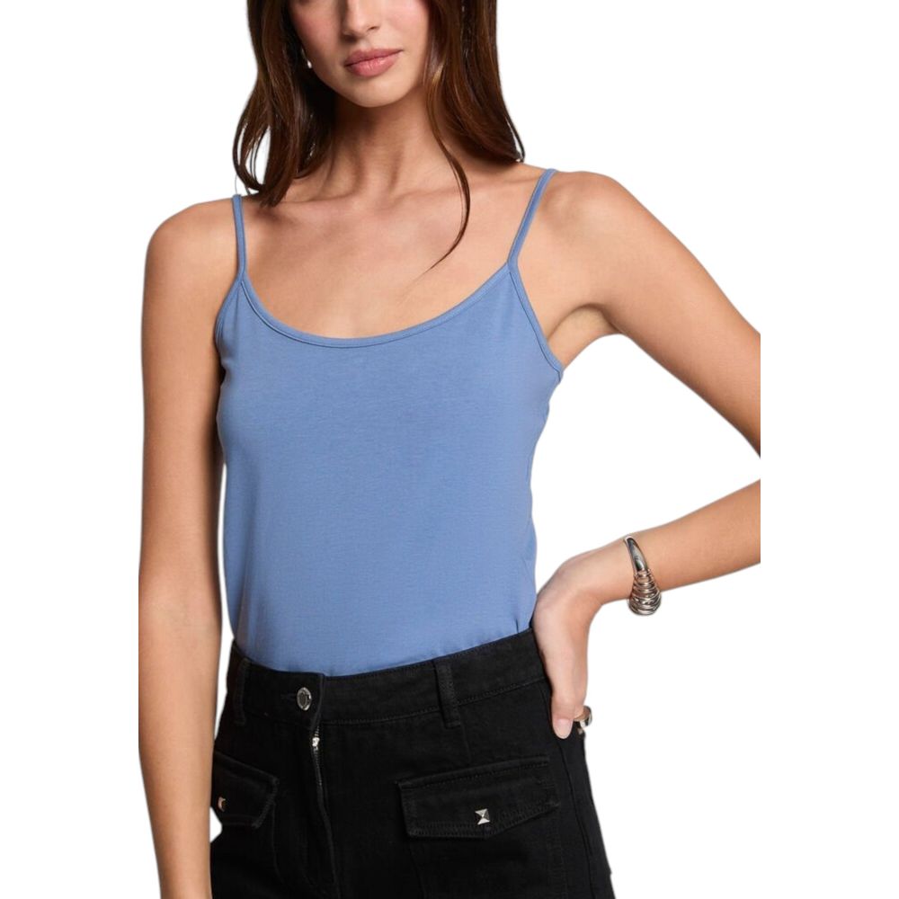 Morgan De Toi Blue Cotton Tank Tops