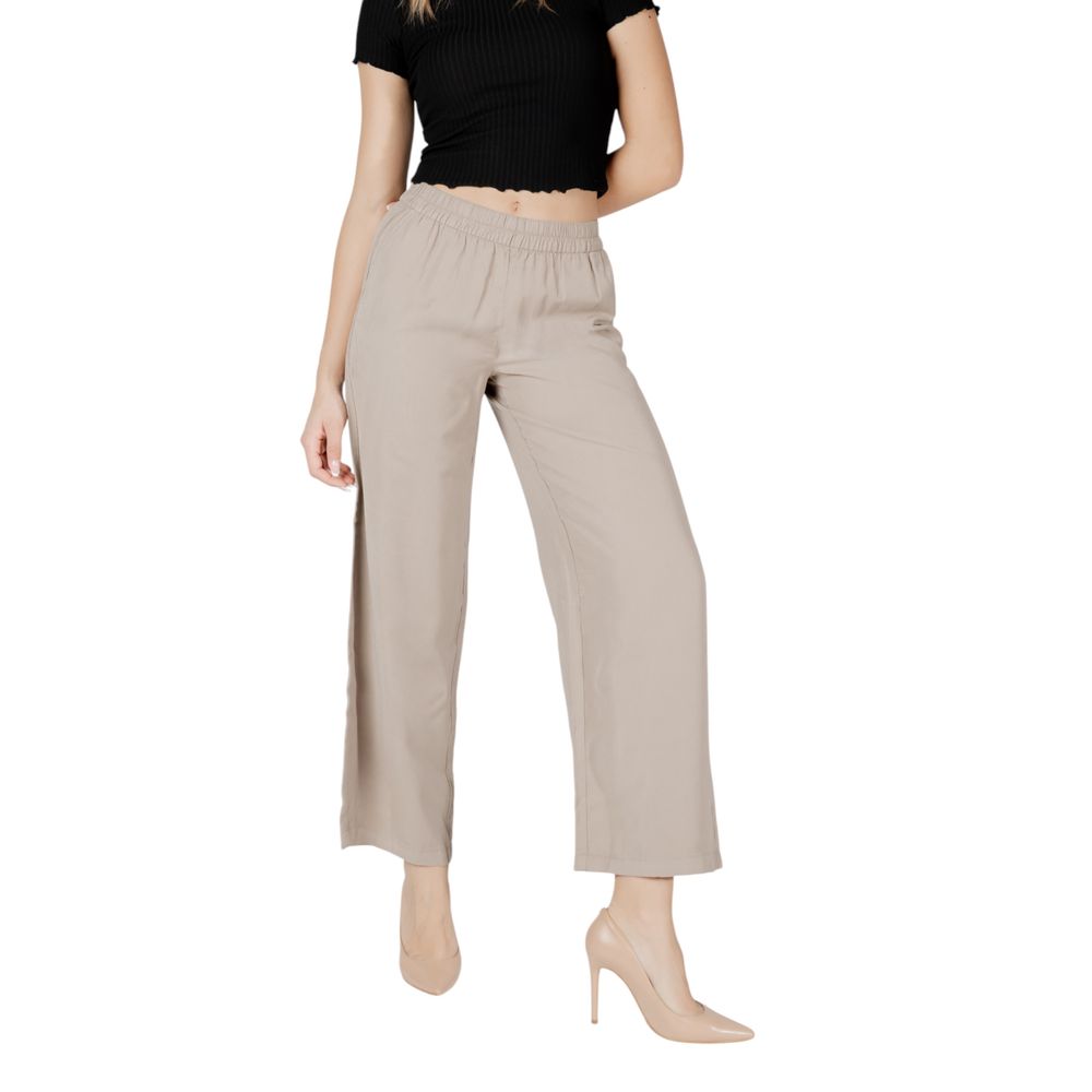 Only Beige Viscose Casual Pants