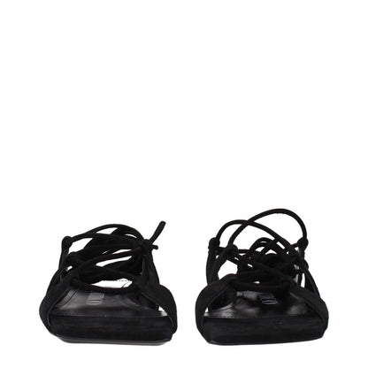 The Attico Black Leather Flat Sandals