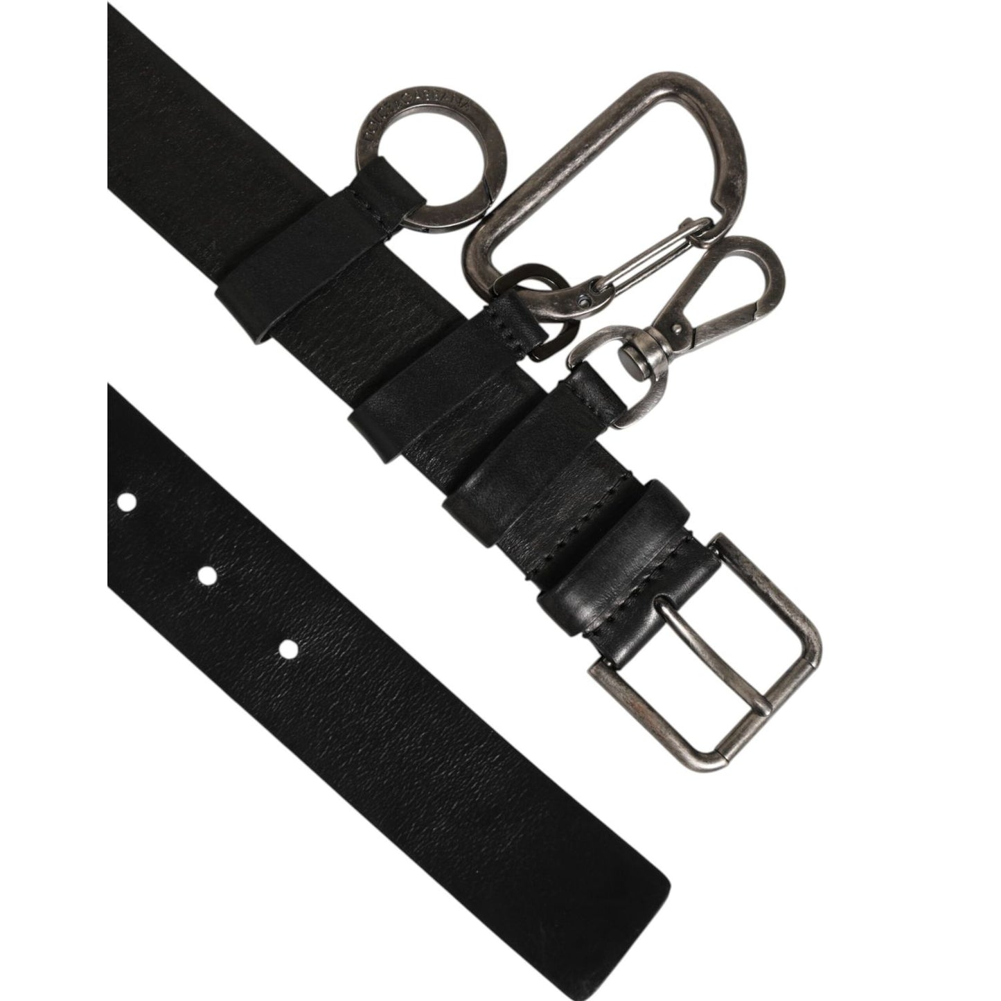 Dolce & Gabbana Black Key Ring Clip Attachments Buckle Belt
