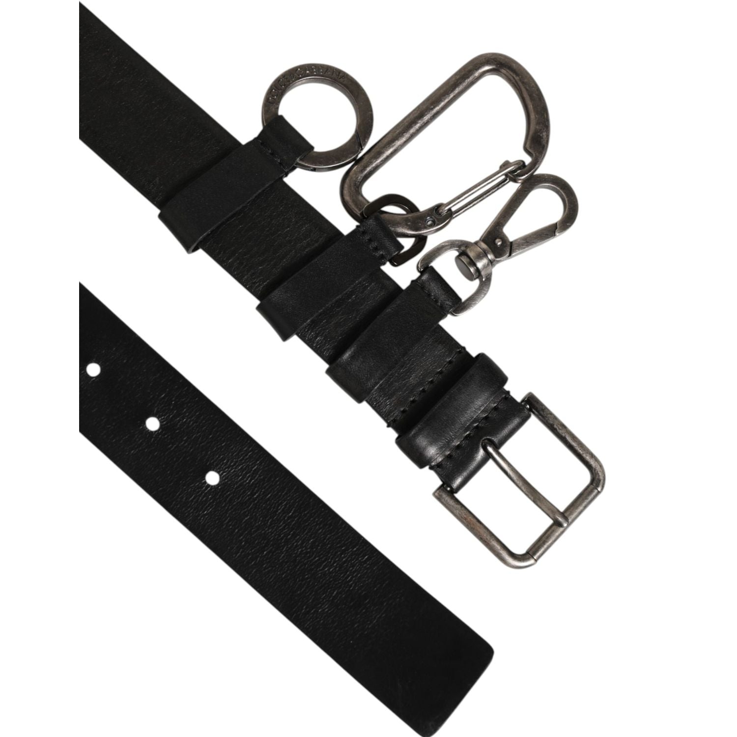 Dolce & Gabbana Black Key Ring Clip Attachments Buckle Belt