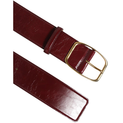 Dolce & Gabbana Burgundy Leather Gold Metal Buckle Women Belt
