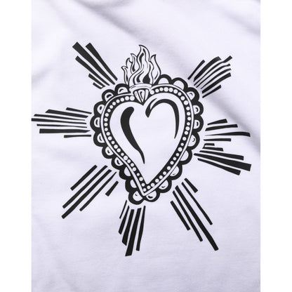 Dolce & Gabbana White Sacred Heart Hooded Sweatshirt Sweater