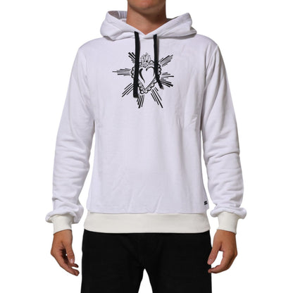 Dolce & Gabbana White Sacred Heart Hooded Sweatshirt Sweater