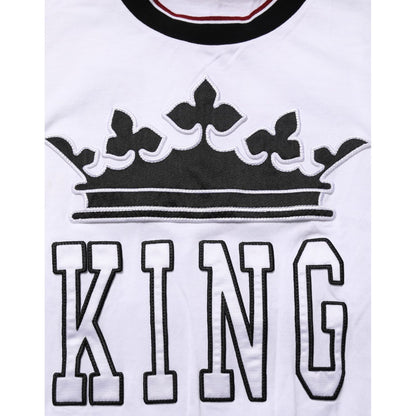 Dolce & Gabbana White Cotton Crown King Embroidery T-shirt