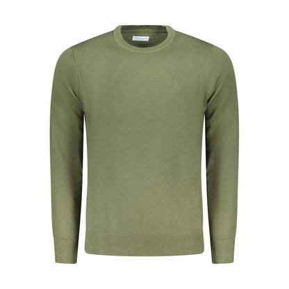 North Sails Green Nylon Sweater, long-sleeved crew neck with embroidery and logo, displayed in front view.