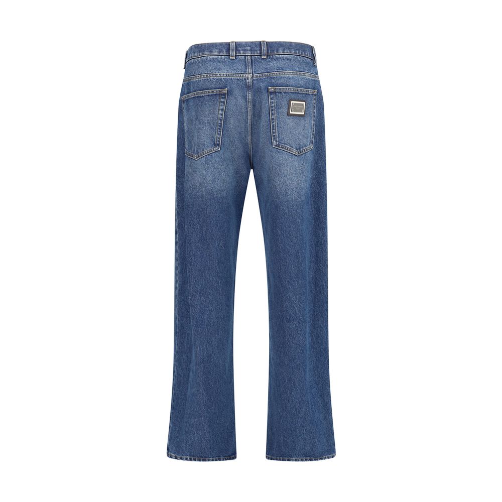 Dolce & Gabbana Blue Cotton Relaxed Fit Jeans